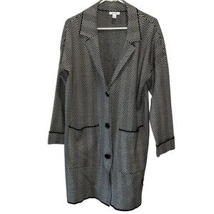 Nine West Black & White Chevron Maxi Cardigan - Size M